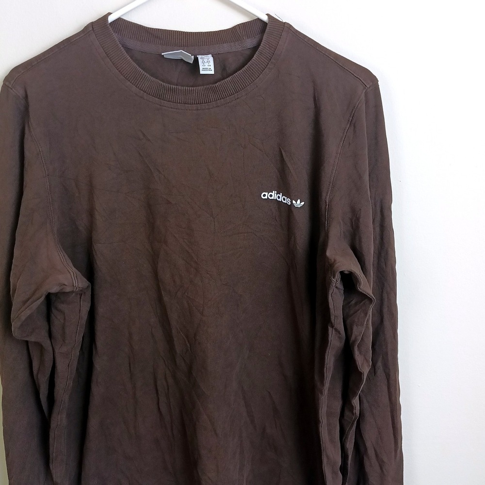 Adidas Long Sleeve T-Shirt Womens 16 Brown Excellent Trefoil Back Graphic Tee